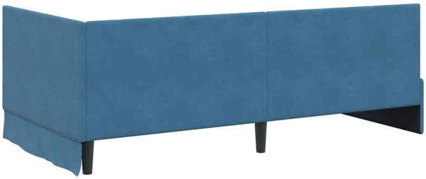 vidaXL Eckbettgestell mit Matratze mit Kopfteil Blau 100 x 200 cm Samt 3393867 Bild 8