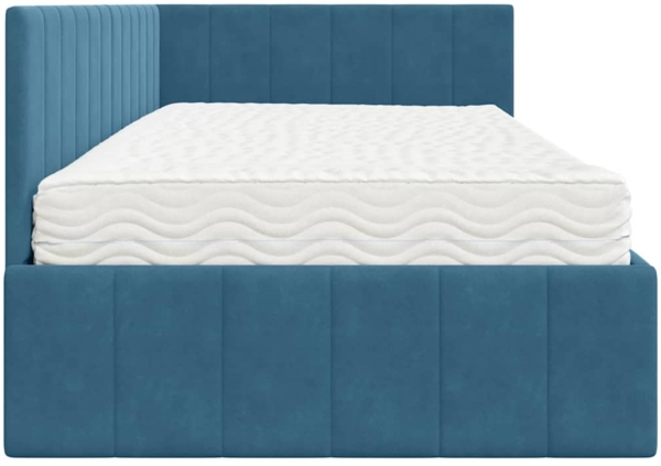 vidaXL Eckbettgestell mit Matratze mit Kopfteil Blau 100 x 200 cm Samt 3393867 Bild 7