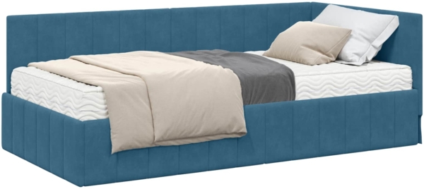 vidaXL Eckbettgestell mit Matratze mit Matratze 2 pcs Blau Samt 3393867