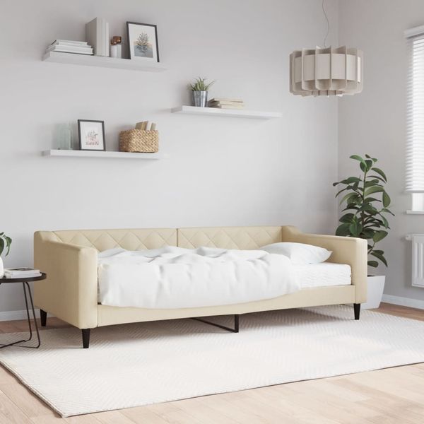 vidaXL Tagesbett mit Matratze Creme 90x200 cm Stoff 3197412