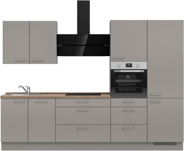 nobilia® Küchenzeile "Laser II", Ausrichtung wählbar, Breite 300 cm, vormontiert, wahlw. mit unterschiedlichen E-Geräten-Sets