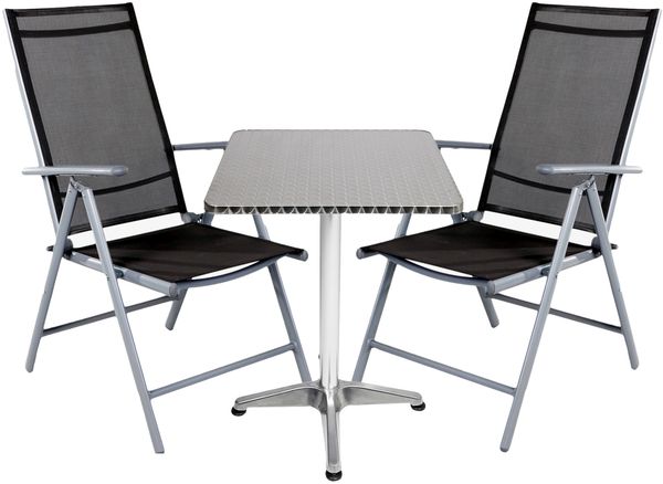 Bistrogarnitur 3-teilig Aluminium - Textilen / Anthrazit