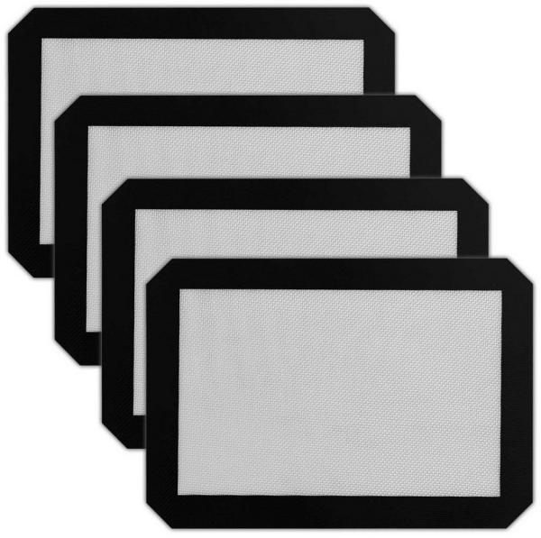 HAC24 Backmatte Silikon Backunterlage Fiberglas Backfolie Antihaft Dauerbackpapier, Silikon (Set, 4-tlg), 40x30 cm, Wiederverwendbar