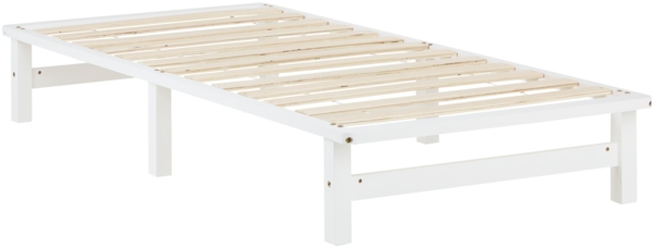 Holzbett 90x200 mit Matratze Holzbettrahmen Weiß Palettenbett Einzelbett Bett Massiv Holz Bettgestell Bild 8