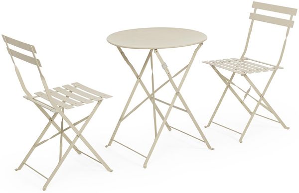 Garten-Set Austin Metall, klassisch klappbar, beige gips, Stühle und Tisch für deinen Outdoor-Bereich