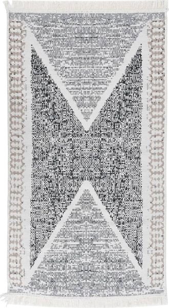 vidaXL Teppich Schwarz und Grau 120x180 cm Baumwolle 340090