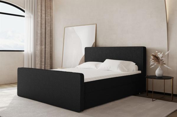 Boxspringbett Schlafzimmerbett CELES 160x220cm Stoff Ascot Schwarz