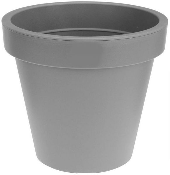 Spetebo Pflanzkübel Kunststoff Pflanzkübel rund L Ø 48 cm hellgrau (Stück, 1 St, Blumentopf), klassischer runder Pflanzkübel für den Garten