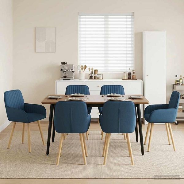vidaXL Esszimmerstühle 6 pcs Stoff Blau 56,5 x 50 x 87,5 cm 3428208