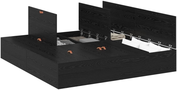 vidaXL Aufbewahrungsbettgestell Schwarz Eichen-Optik 200 x 200 cm 3335358