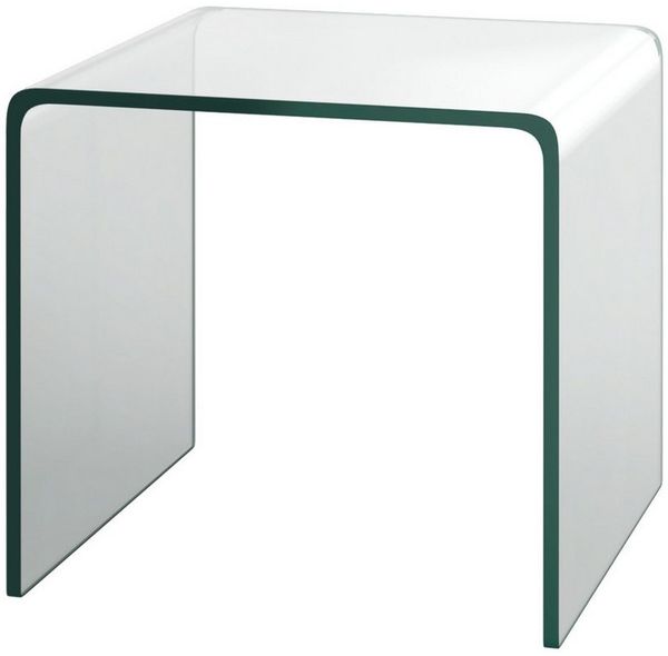 KOMFOTTEU Couchtisch, quadratischer Beistelltisch aus transparentem Glas