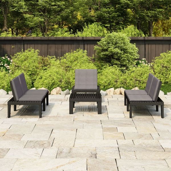 vidaXL 4-tlg. Garten-Lounge-Set mit Kissen Kunststoff Grau 3059836