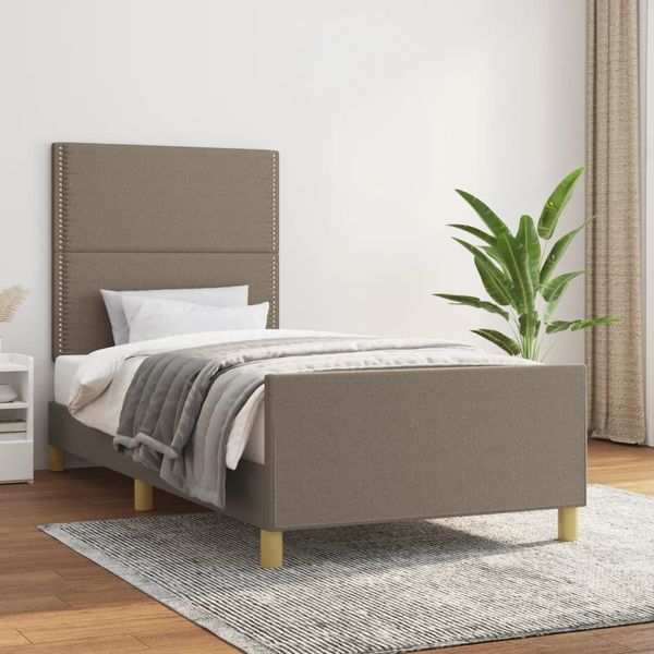 vidaXL Polsterbett mit Kopfteil Stoff Taupe 90x190 cm