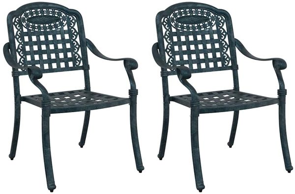 vidaXL Gartenstuhl 2 pcs Grün 55 x 56,5 x 91cm Aluminium 42002373 Bild 2