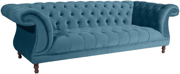 Chesterfield Sofa 3-Sitzer Kaylin Samtvelours petrol