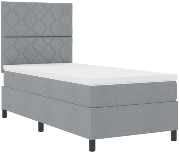 vidaXL Boxspringbett mit Matratze Hellgrau 100 x 200 cm Stoff 3342921 Bild 5