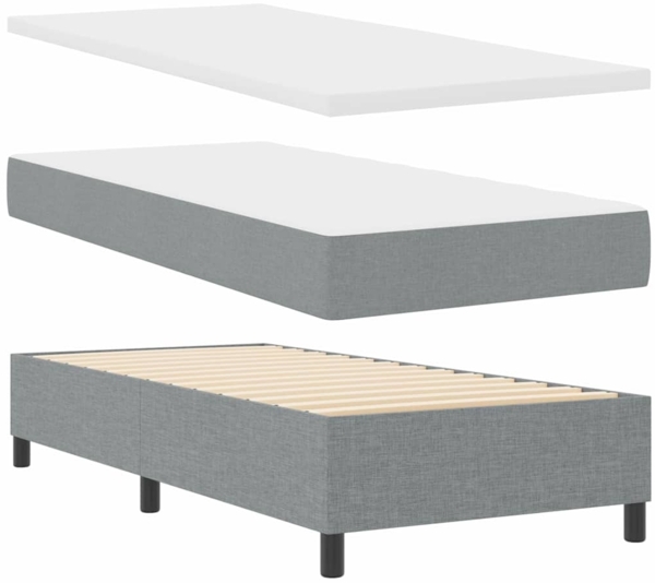 vidaXL Boxspringbett mit Matratze Hellgrau 100 x 200 cm Stoff 3342921 Bild 6