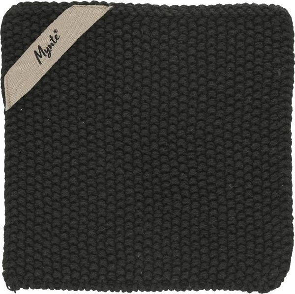 Ib Laursen Topflappen Topflappen MYNTE Pure Black schwarz gestrickt aus Baumwolle 22x22cm