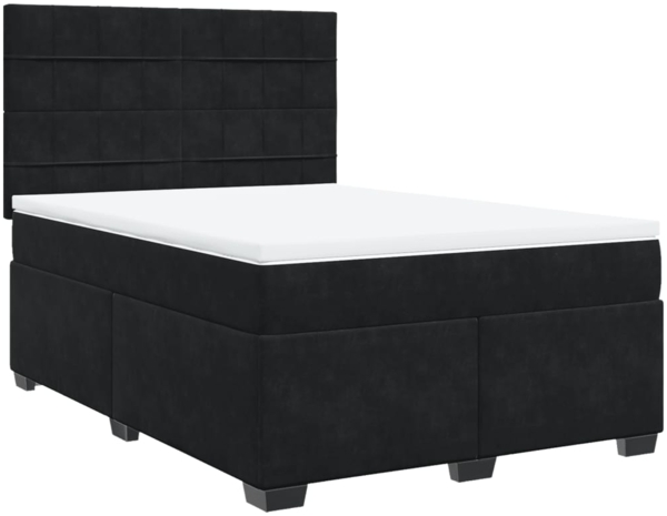 vidaXL Boxspringbett mit Matratze Schwarz 140x200 cm Samt 3290932