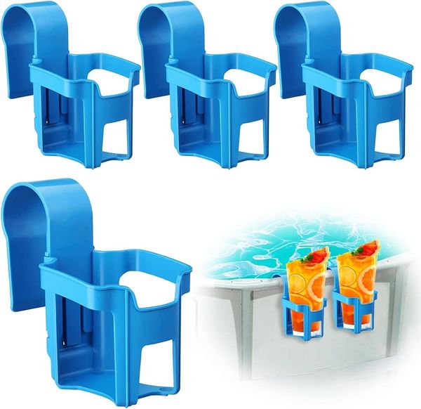 FELIXLEO Ablagetisch 4er Pack Pool Getraenkehalter Wasserbecher Haengehalter Blau