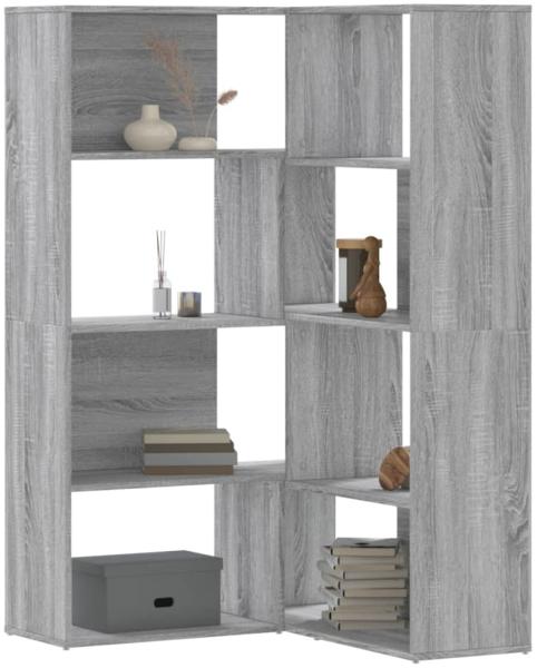 vidaXL Eck-Bücherregal 4 Etagen Grau Sonoma 85x85x140 cm Holzwerkstoff 3307815