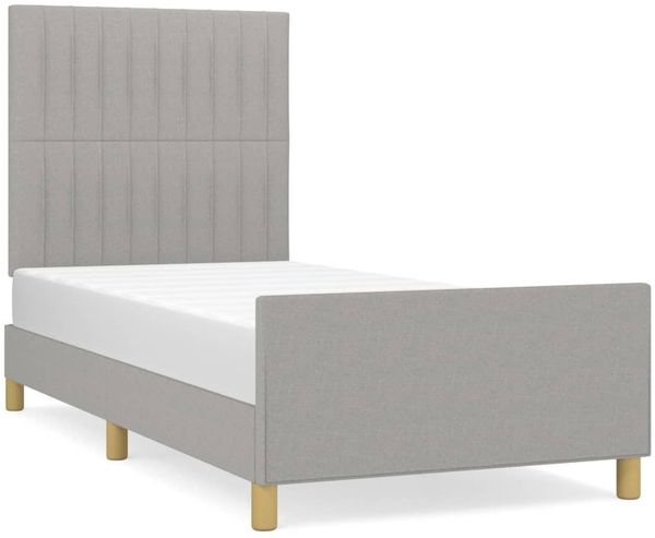 Einzelbettgestell Design für Erwachsene ohne Matratze Hellgrau 100x200 cm Stoff d4879e