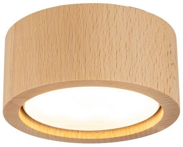 Licht-Erlebnisse Deckenleuchte COLIN, ohne Leuchtmittel, rund Ø 9,5 cm H: 4,5 cm Aufputz in Buche GX53 Holz