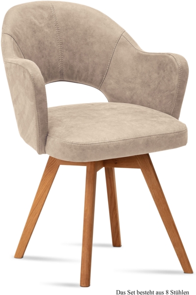 Armlehnstuhl (8er-Set) Dolly 59x87x61 Eiche geölt/Natur