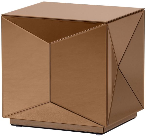 Beistelltisch Glintz - Holz & Spiegelglas Braun, 40 x 40 cm