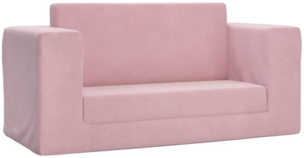 vidaXL Kinder-Schlafsofa 2-Sitzer Rosa Weicher Plüsch 357039 Bild 2
