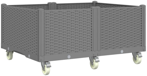 vidaXL Pflanzkasten mit Rollen Hellgrau 100x80x54 cm PP 367982