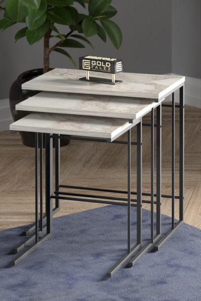 Beistelltisch quadratisch 52 x 35 cm Spanplatte/metallprofil/pvc Weiß 89321540 [en. casa]