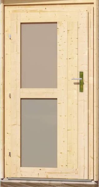 Karibu Saunahaus Skrollan Gartensauna 2 Sitzbänke aus Holz Sauna mit 38 mm Wandstärke Außensauna mit Montagematerial