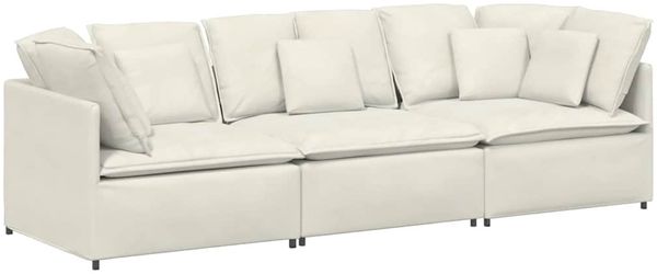 vidaXL Modulares Sofa mit Kissen Samt Cream 3321286