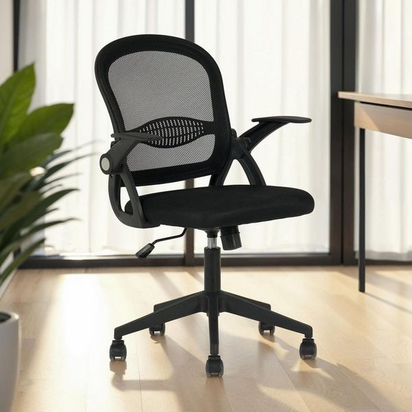 IDIMEX Drehstuhl EREN, Ergonomischer Bürostuhl mit Netzrücken und Armlehnen schwarz