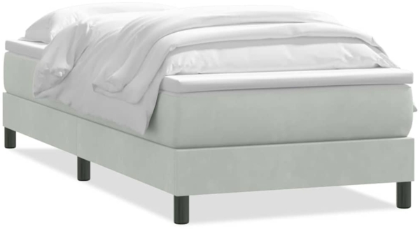 vidaXL Boxspringbett mit Matratze Hellgrau 80x220 cm Samt 3315945