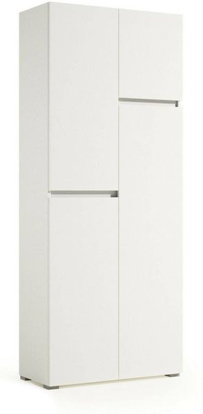 Dmora Großer Mehrzweckschrank Attiniaro, Mehrzweckschrank mit 4 Türen, Schuhschrank, platzsparender Kleiderschrank, 100 % Made in Italy, 80 x 37 x 195 cm, Weiß