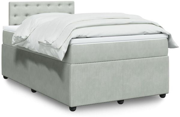 vidaXL Boxspringbett mit Matratze Hellgrau 120x190 cm Samt 3287698