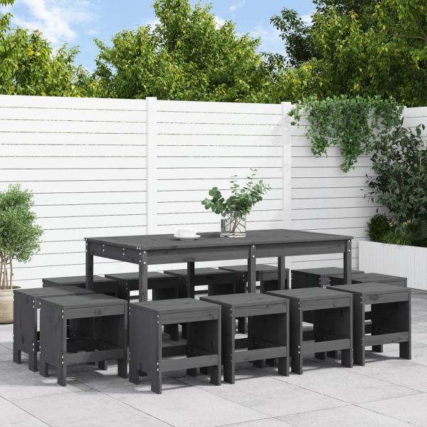 vidaXL 13-tlg. Garten-Essgruppe Grau Massivholz Kiefer 3157723