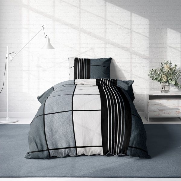 One Home Bettwäsche Winter Thermofleece, Fleece, 4 teilig, Kariert gestreift, kuschelig flauschig warm weich Modern