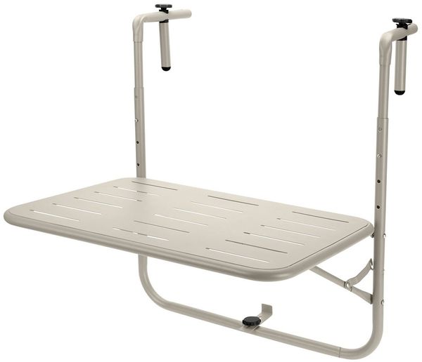 Balkontisch Menard, Stahl, Beige, 60 x 40 x 60 cm