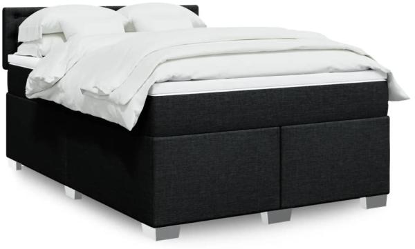 vidaXL Boxspringbett mit Matratze Schwarz 140x190 cm Stoff 3288199