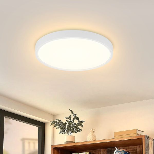 ZMH LED Deckenleuchte Rund Flach - Weiß 3000K Warmeweiß 8W Flurlampe IP44 Badezimmerlampe Ø17cm für Wohnzimmer Schlafzimmer Küche