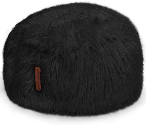 Green Bean® Sitzsack Fellotpik mit Füllmaterial (EPS Perlen) - Indoor Maße ca 100 x 55 cm - Bean Bag - Schwarz
