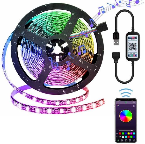 Rosnek LED-Streifen 1-5M, 5V, RGB,5050 SMD, USB App,TV Hintergrund-Beleuchtung Licht Band, Timer
