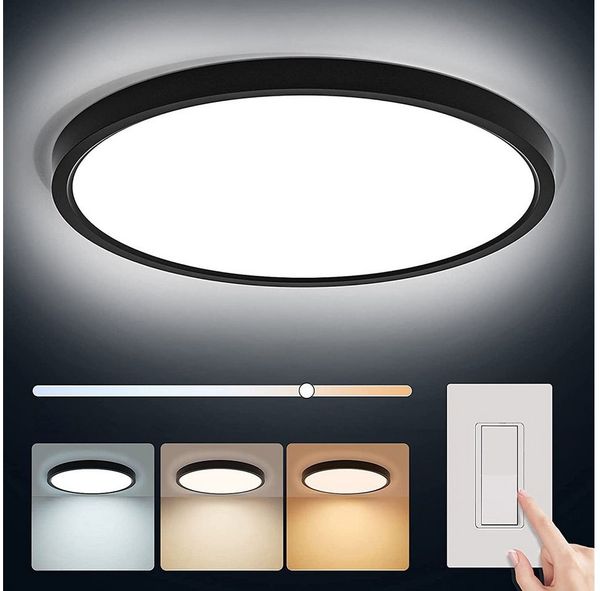 Qualra LED Deckenleuchte 3000K/4000K/6000K Dimmbar LED Deckenlampe Panel Deckenleuchte, 48W 50CM, 24-48W Nachtlicht für Schlafzimmer Küche Wohnzimmer
