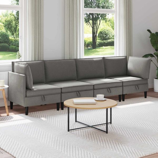 vidaXL Wohnzimmergarnitur 4 pcs Dunkelgrau Stoff 3413804