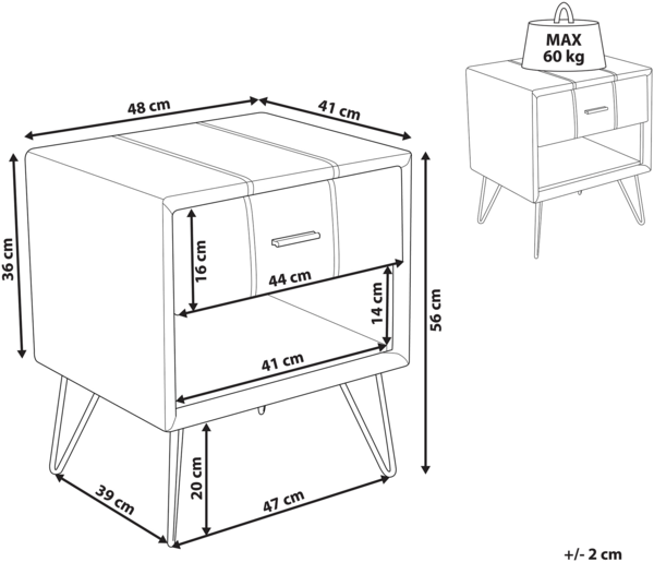 Nachttisch beige Kunstleder BETIN Bild 2