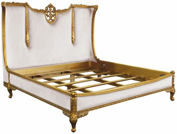 Casa Padrino Luxus Barock Doppelbett Weiß / Gold - Barockstil Schlafzimmer Möbel Bild 2