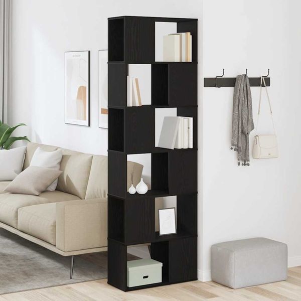 vidaXL Bücherregal/Raumteiler Schwarz Eichen-Optik 60x24x186 cm 862078